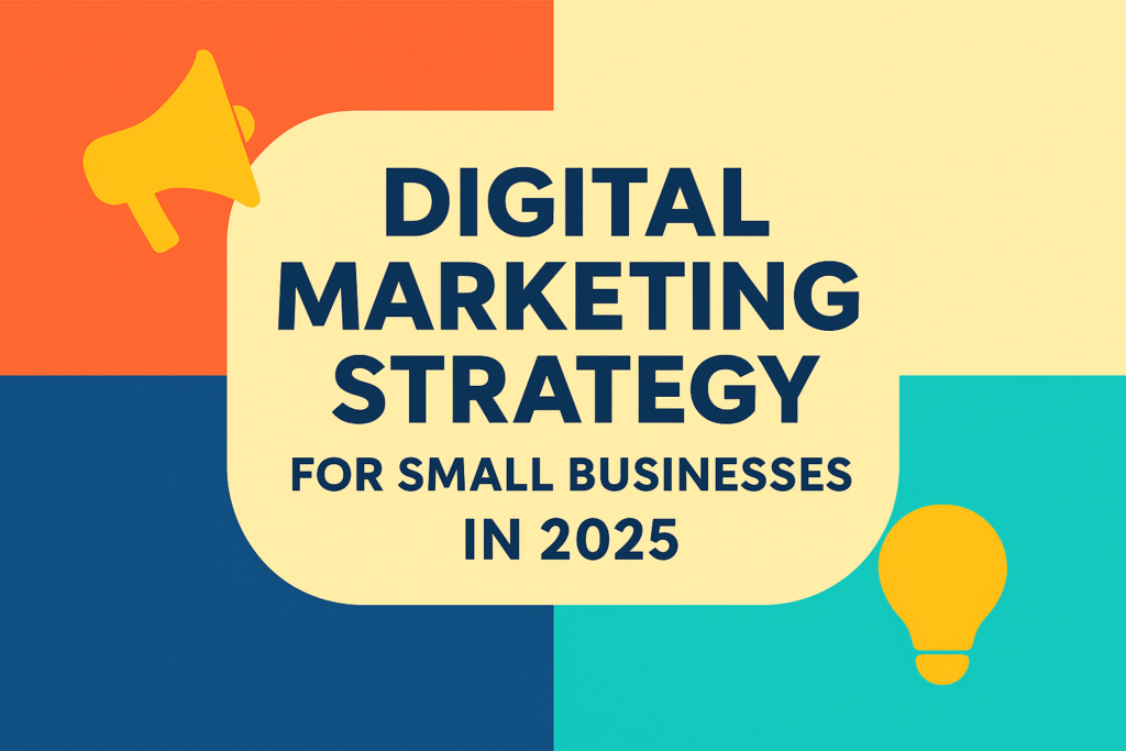 Flat design digital graphic with the title "SEO Basics," illustrating a Digital Marketing Strategy concept with icons of search, analytics, and optimization in a 16:9 layout.