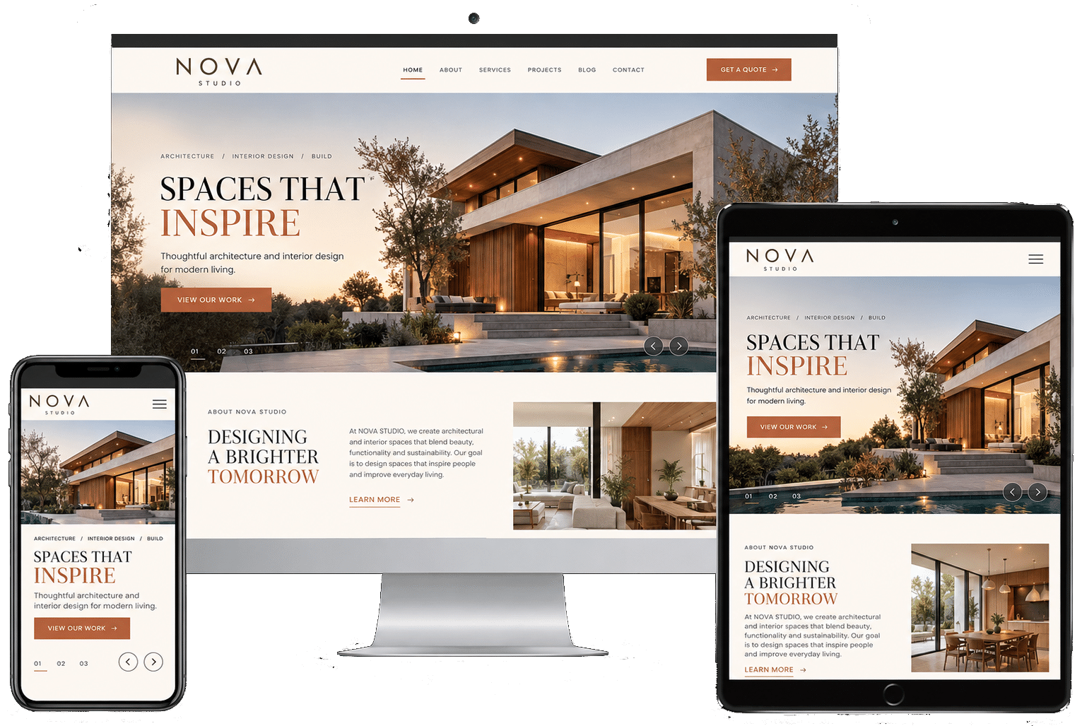 Starter website package example on devices