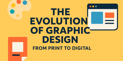 Flat design digital artwork representing the graphic design evolution in modern SEO-friendly WordPress blogs.