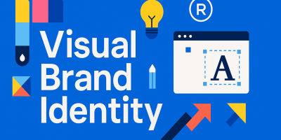 Visual brand identity concept in flat digital graphic design