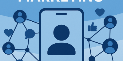 Social Media Marketing featured image showing a smartphone surrounded by connected user icons, likes, and hearts to represent building a loyal audience.